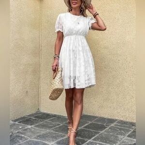 Shein Women's Floral Dress White Size Medium